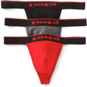 Papi Men 3-Pack Cotton Stretch Thong - 980902 size L 36 - 38 NEW IN BOX